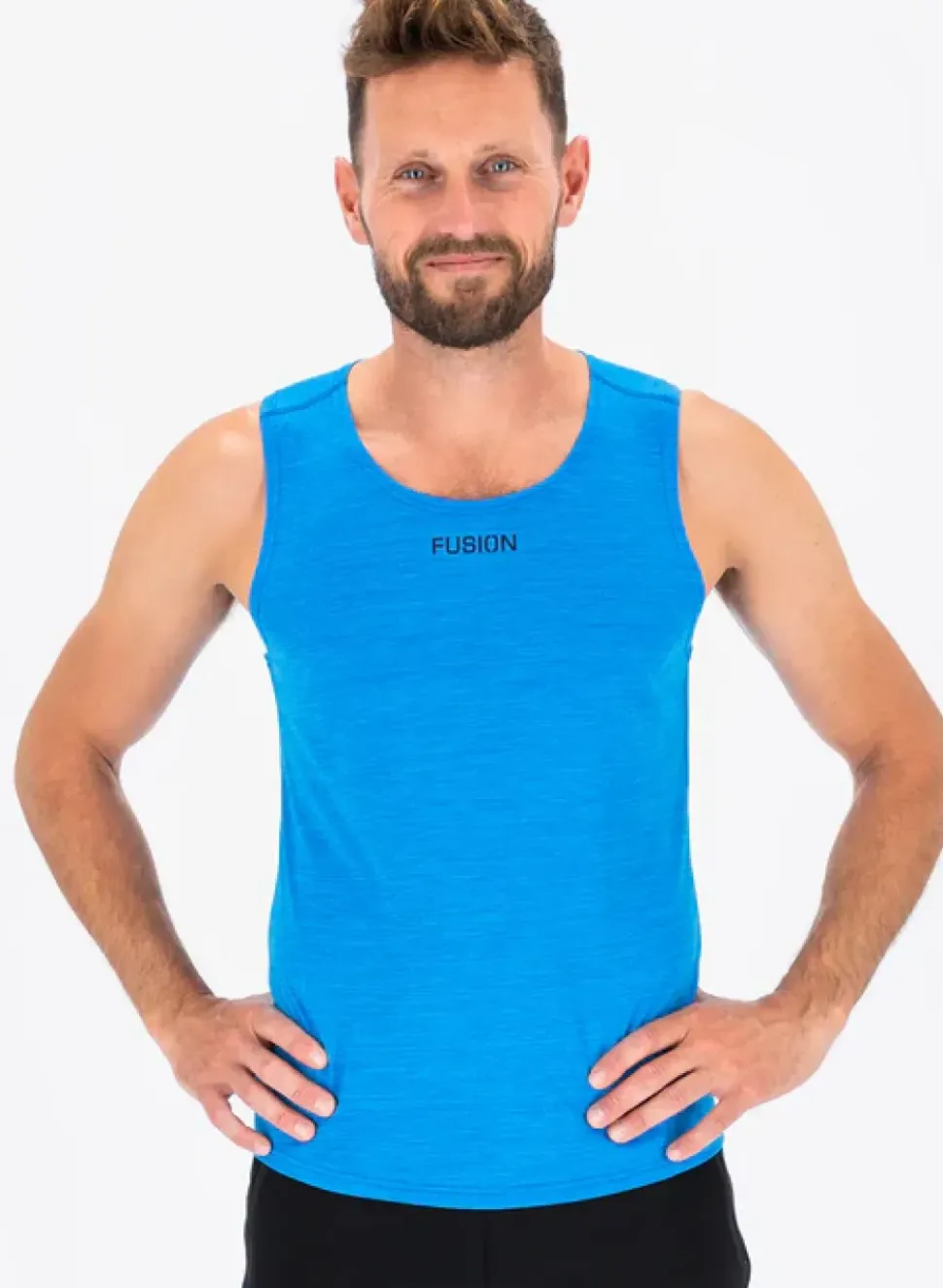 Fusion mens C3 singlet surf blue