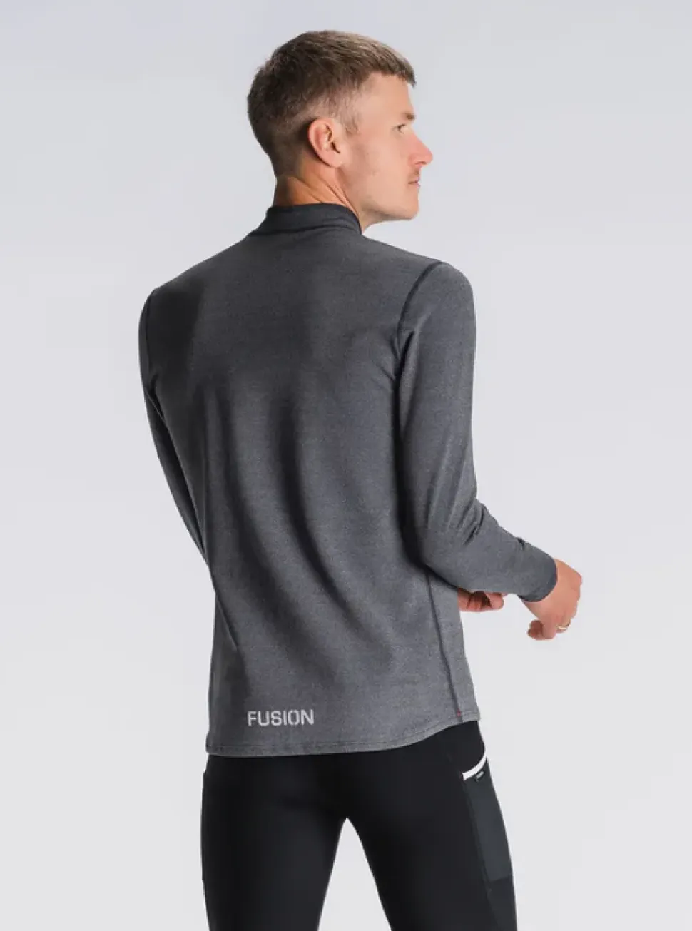 Fusion mens C3 zip neck dark grey