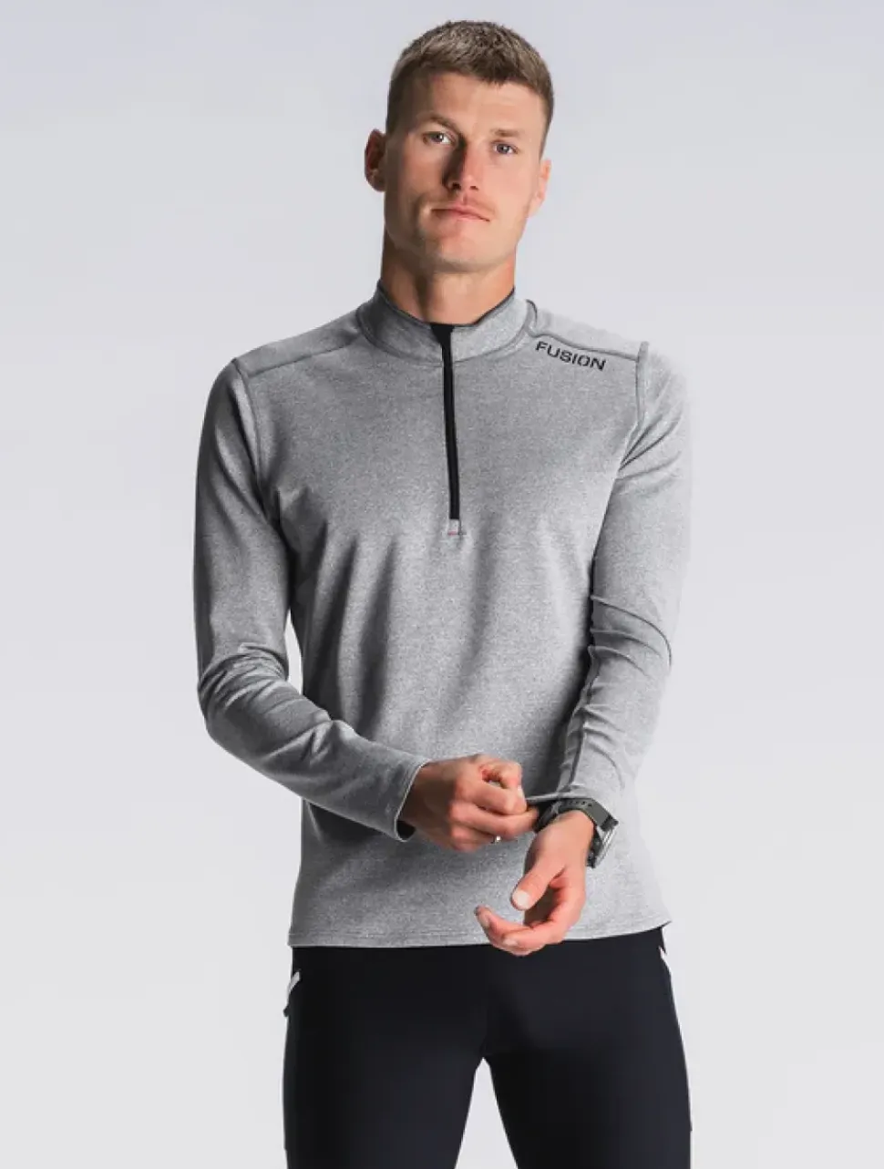 Fusion mens C3 zip neck grey