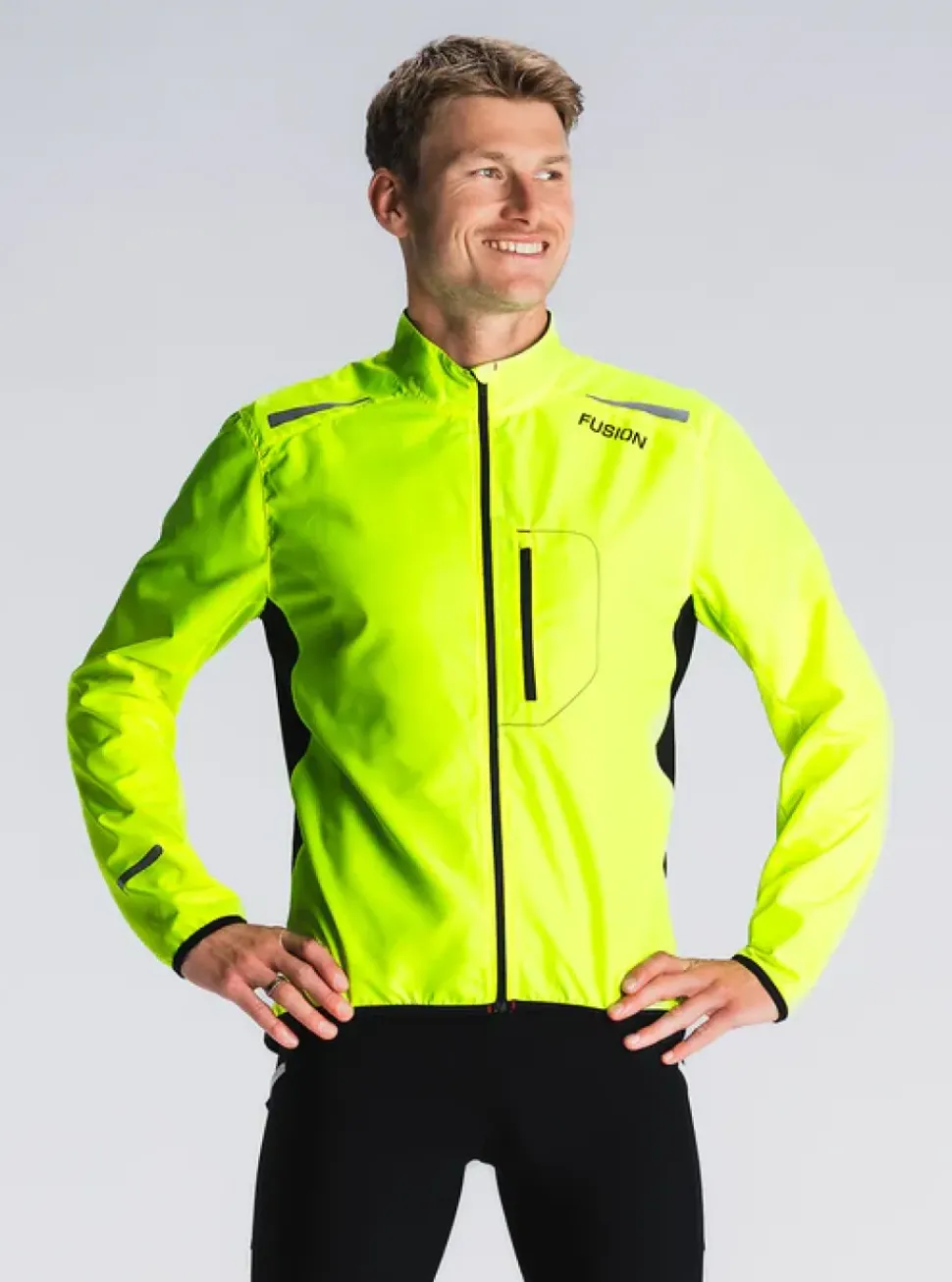 Fusion mens S1 run jacket yellow