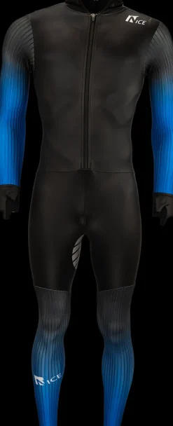 Nice rubber schaatspak power x zwart/blauw