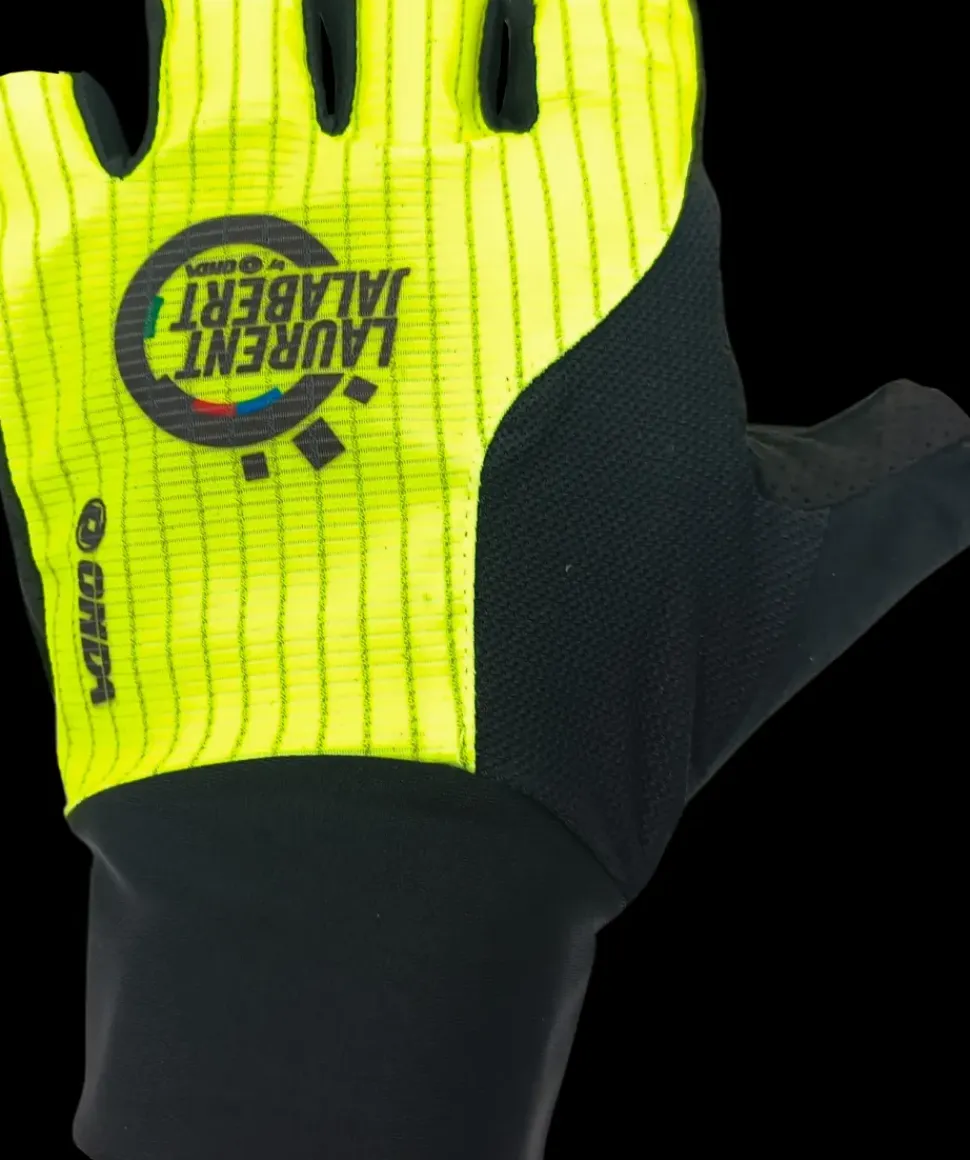 Onda Laurent Jalabert lycra fietshandschoenen geel