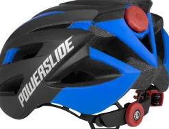 Powerslide Race Attack fiets/skatehelm zwart/blauw met LED licht