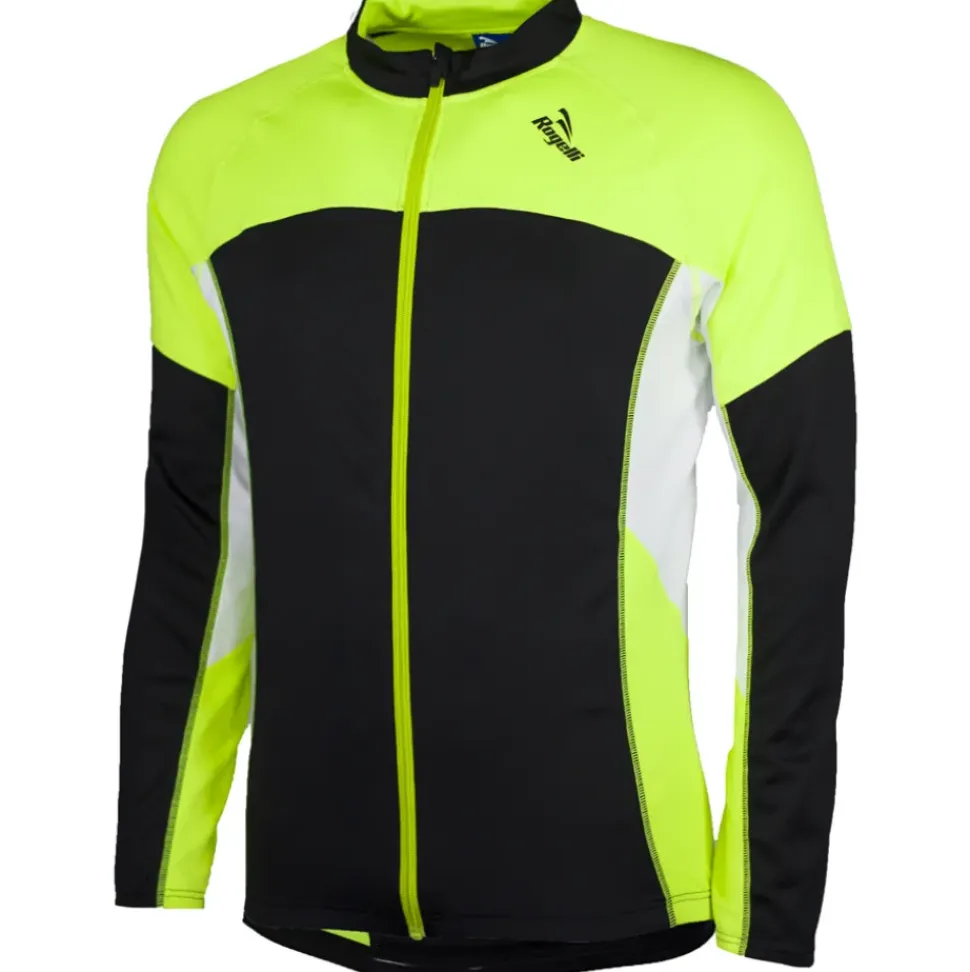 Rogelli Recco Wielershirt lange mouw Zwart/Fluo Geel