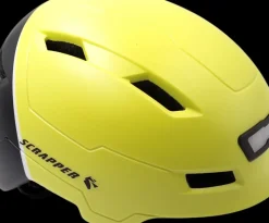 Scrapper fietshelm geel met LED licht