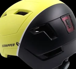 Scrapper fietshelm geel met LED licht