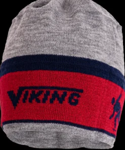Viking hoofdband-muts rood/grijs